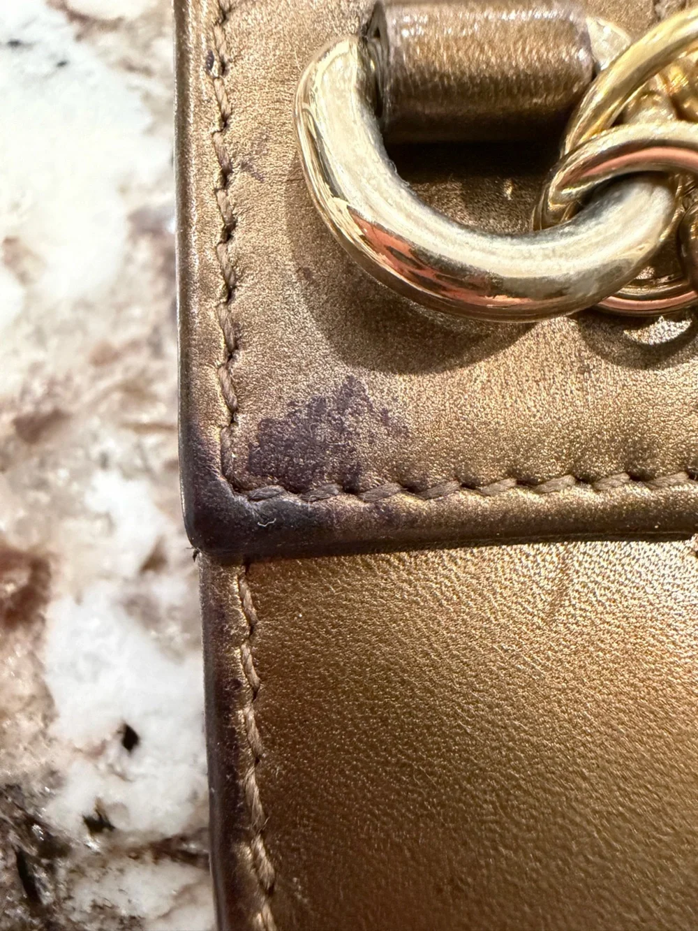 Gucci Bronze Metallic GG-Embossed Leather Wallet with Heart Charm